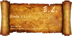Bada Lili névjegykártya